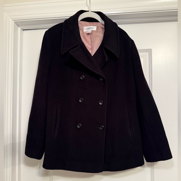 Calvin Klein Jackets & Blazers - Calvin Klein Women's Wool Peacoat with Pink Lining Size 14